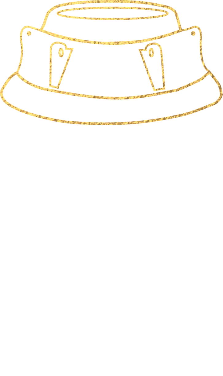 Gold Rim White Skull